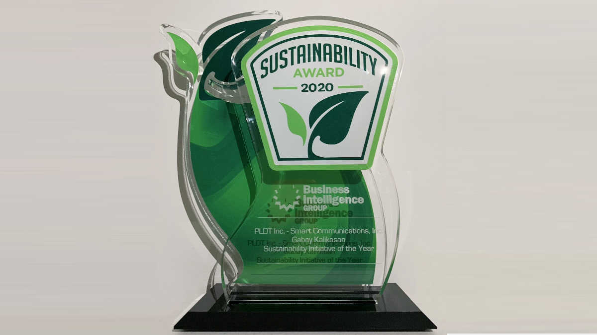 PLDT-Smart is the first Philippine company to receive an award from US-based Business Intelligence Group for its Gabay Kalikasan environmental stewardship program